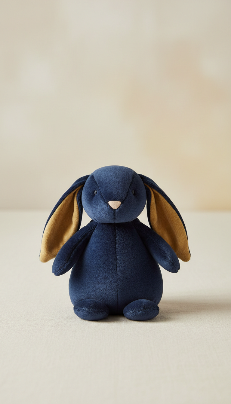 Velvet Bunny Toy with Embroidered Nose