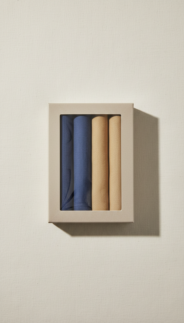 Linen Napkin Boxed Set with Gold Trim